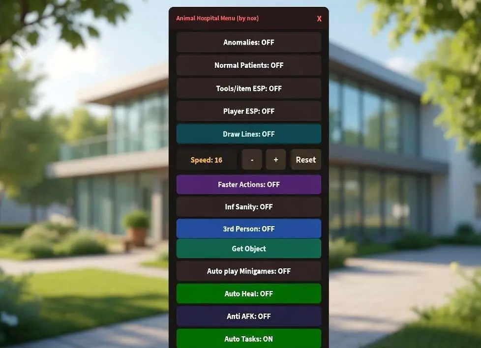 NoxHub Menu Animal Hospital Script