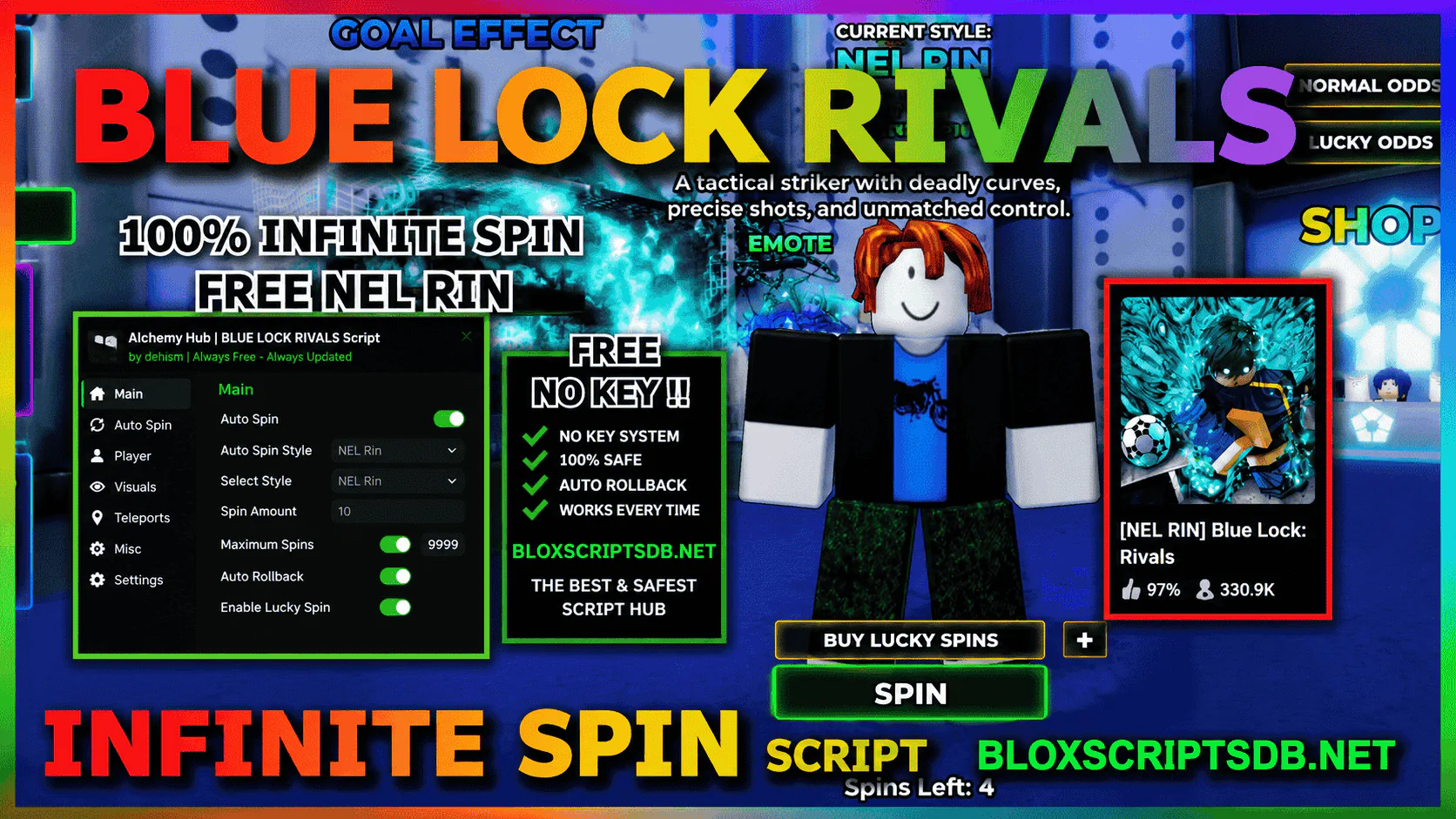Dehism Hub Blue Lock: Rivals Script [INFINITE SPIN, GET FREE NEL RIN, INF GOAL]