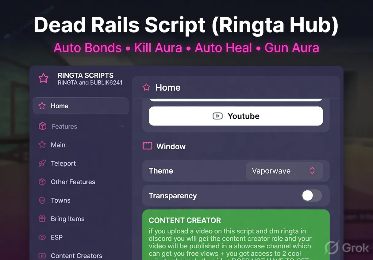 Ringta Hub Dead Rails Script [Auto Bonds, Kill Aura, Auto Heal, Gun Aura]