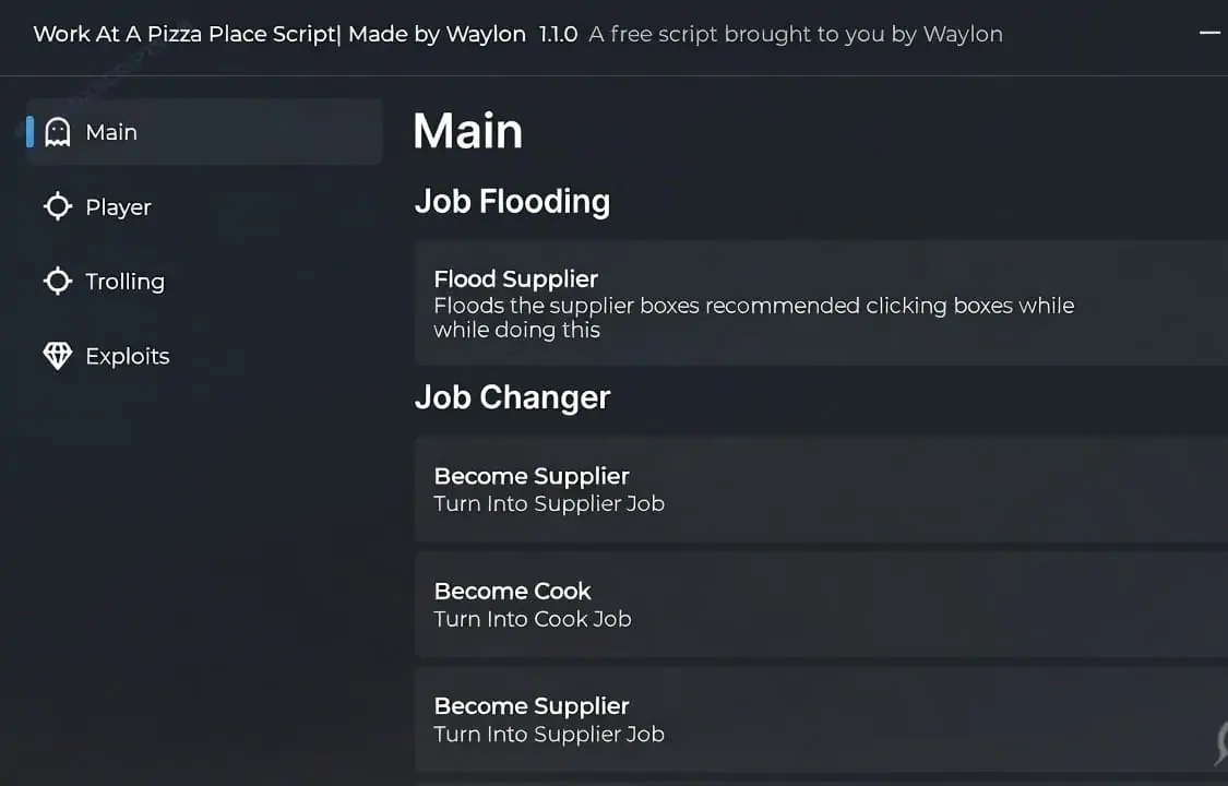 Work at a pizza place Script By Waylon 2026